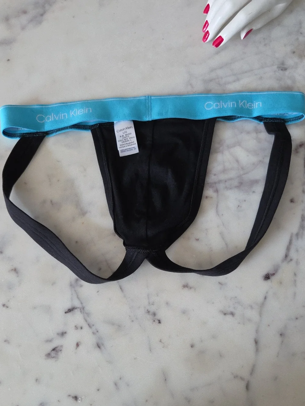 Calvin Klein Kids Black Jock Brief with Teal Waistband Sz L